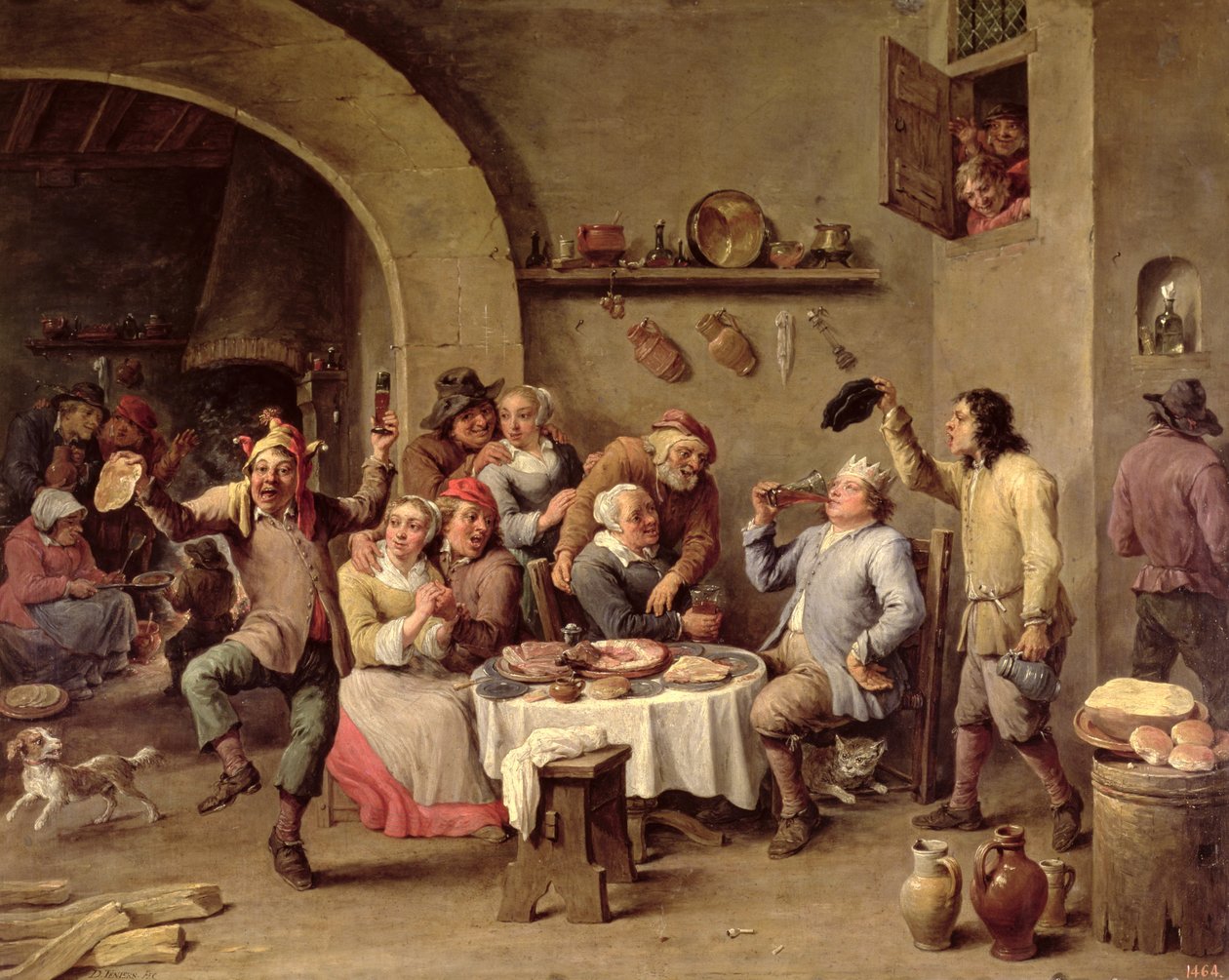 Carnaval: &39;The King Drinks&39;, 1690 (óleo sobre cobre) de David Teniers the Younger