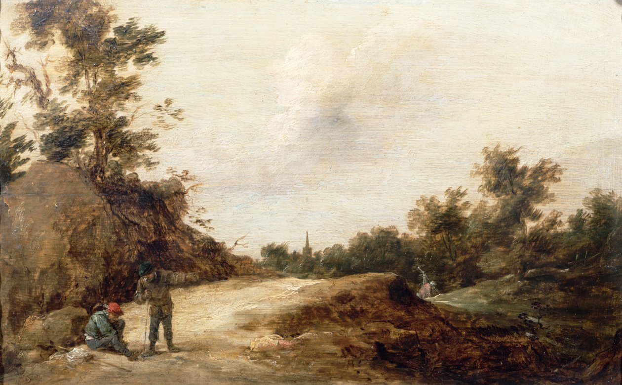 Paisagem com viajantes (um dos dois) de David Teniers the Younger