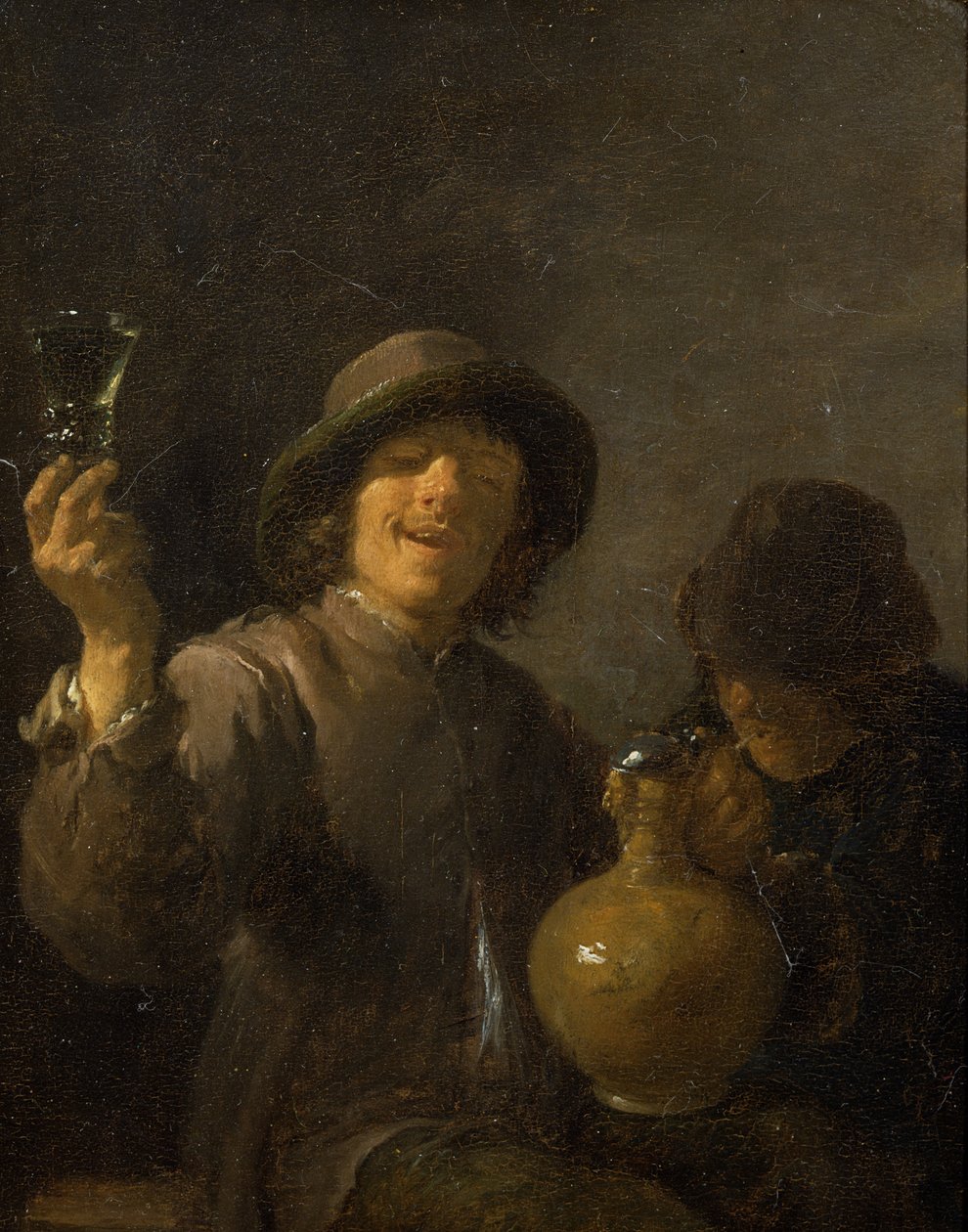 Dois Boors bebendo (painel) de David Teniers the Younger