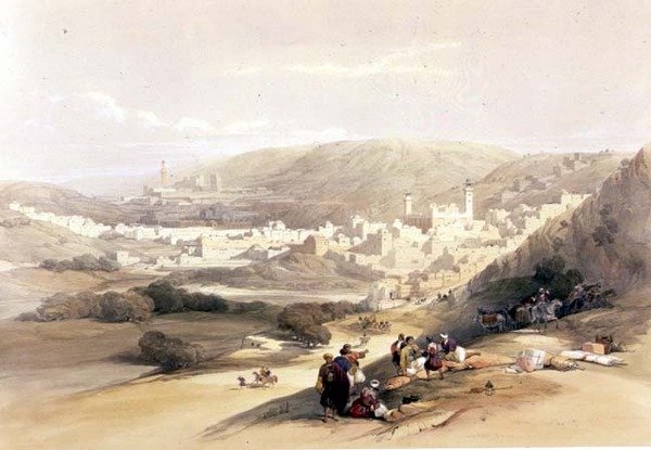 Hebron, 18 de março de 1839, placa 55 do Volume II de "A Terra Santa", gravada por Louis Haghe (1806-85) pub. 1843 (litho) de David (after) Roberts