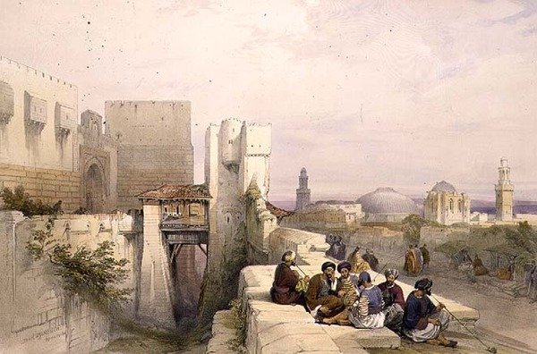 A Cidadela de Jerusalém, 19 de abril de 1841, placa 24 do Volume I de "A Terra Santa", gravada por Louis Haghe (1806-85) pub. 1842 (litho) de David (after) Roberts