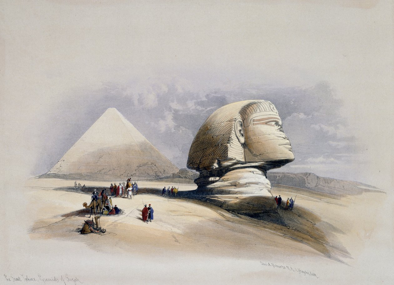 Vista de Giza Necropolis, gravura de design de David Roberts (1796-1864) de David (after) Roberts