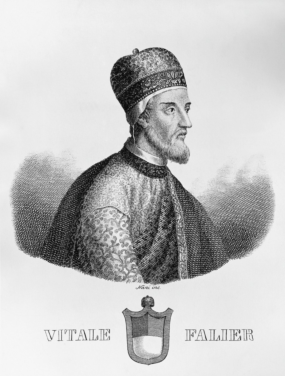 Retrato de Vitale Falier (falecido ca 1095), 32º Doge de Veneza, gravura de Antonio Nani (1803-1870) de John Ward Dunsmore