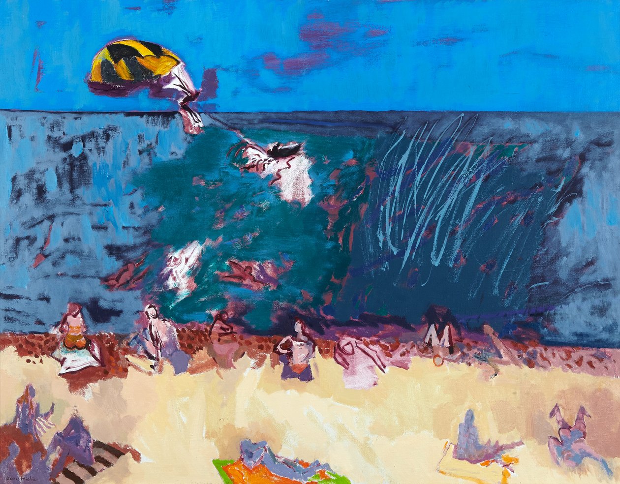 Praia com Parapente de David Alan Redpath Michie