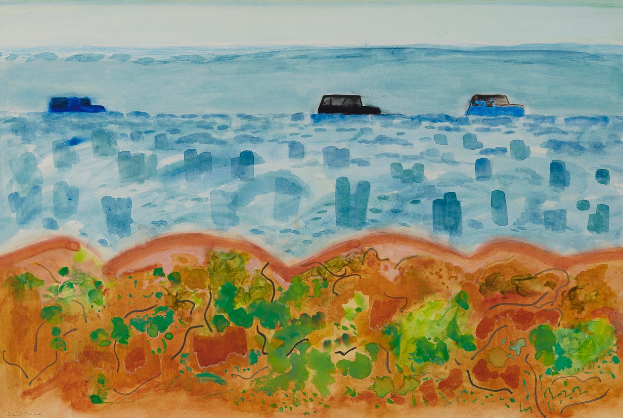 Carros e Saltbush, Austrália (aquarela) de David Alan Redpath Michie