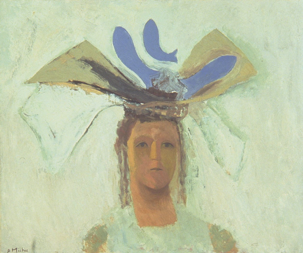 Rapariga com peixe azul (óleo a bordo) de David Alan Redpath Michie