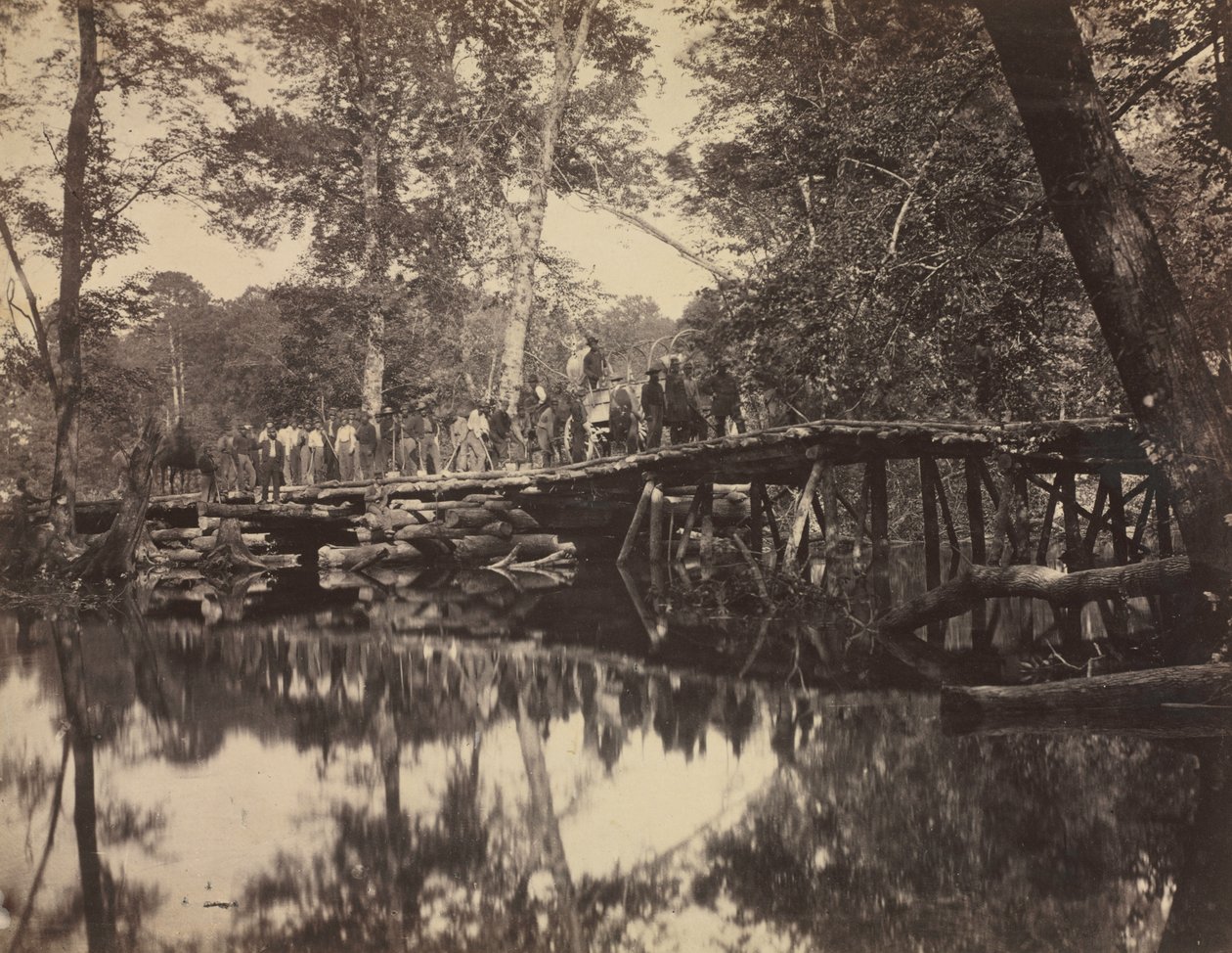 Ponte militar, através do Chickahominy, Virgínia de David B. Woodbury