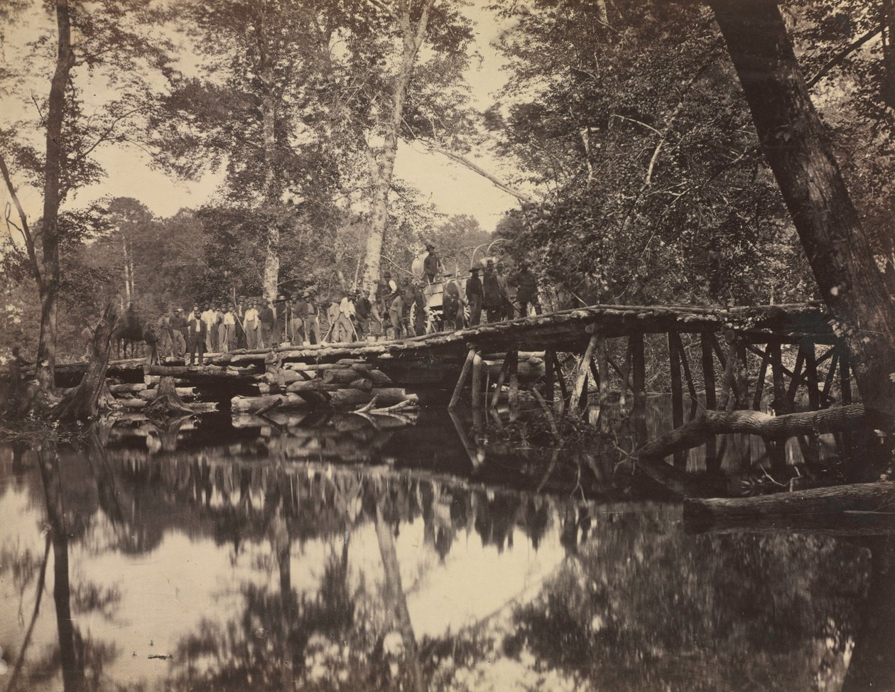 Ponte militar, através do Chickahominy, Virgínia, 1862. de David B. Woodbury