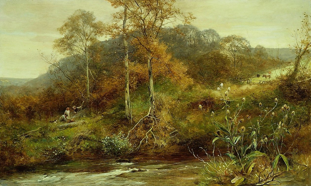 Cena do rio de outono, o riacho de David Bates