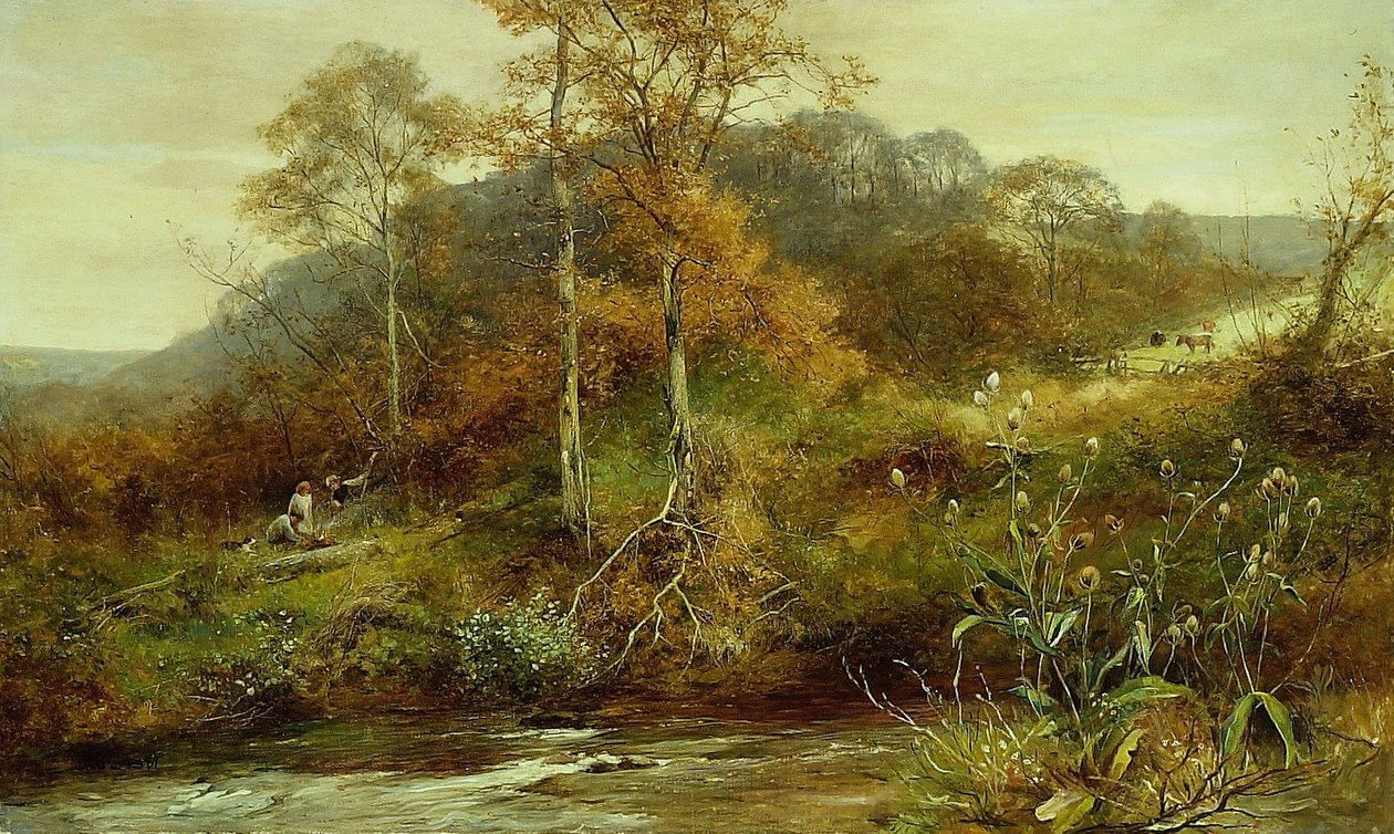 Cena do rio de outono, o riacho de David Bates