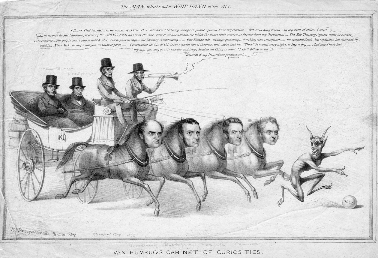 O gabinete de curiosidades de Van Humbug, c.1837 de David Claypoole Johnston