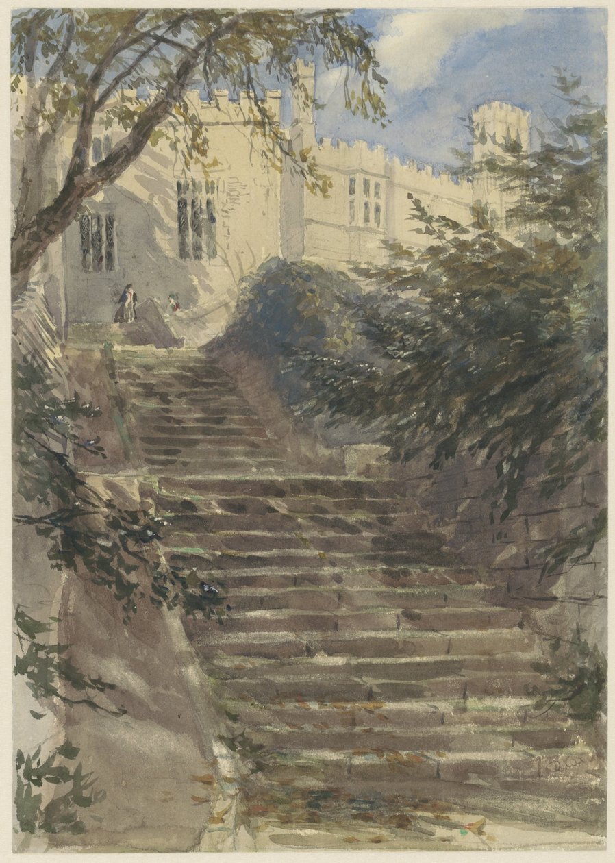 Escada de jardim em Haddon Hall (Derbyshire) de David Cox (I)