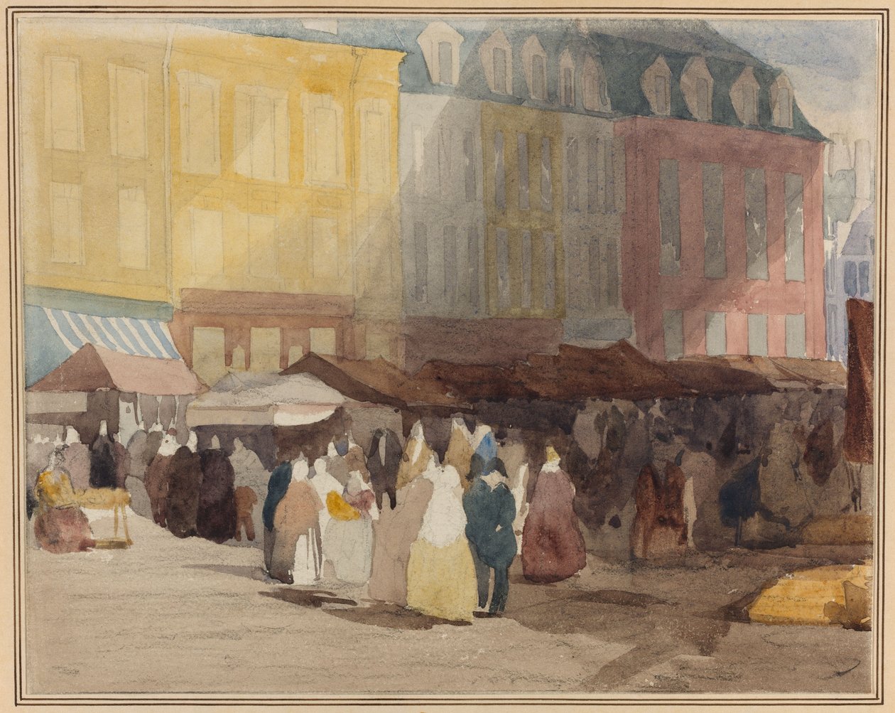 Cena de um mercado francês, possivelmente em Boulogne de David Cox