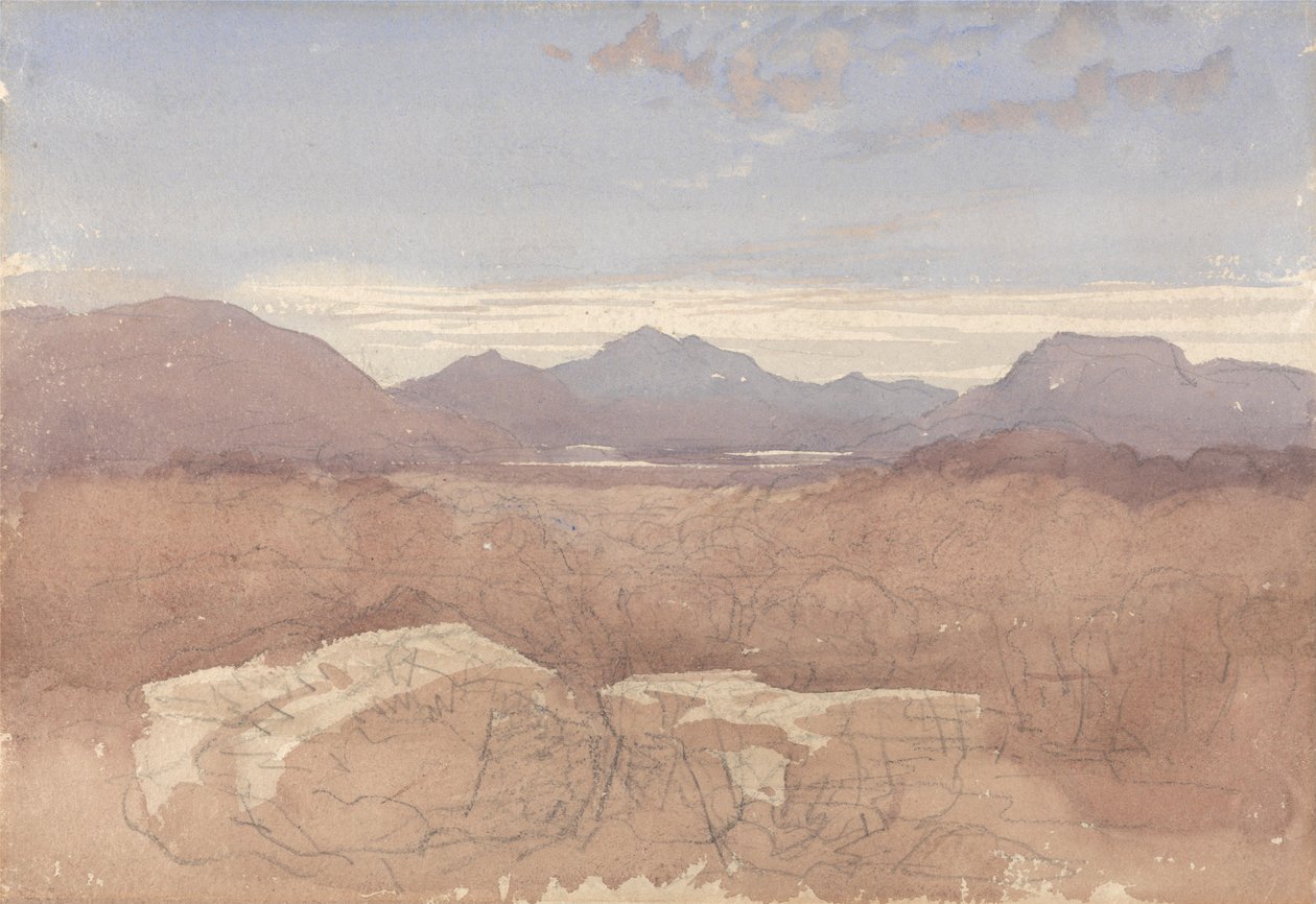 Uma vista montanhosa, Norte de Gales de David Cox