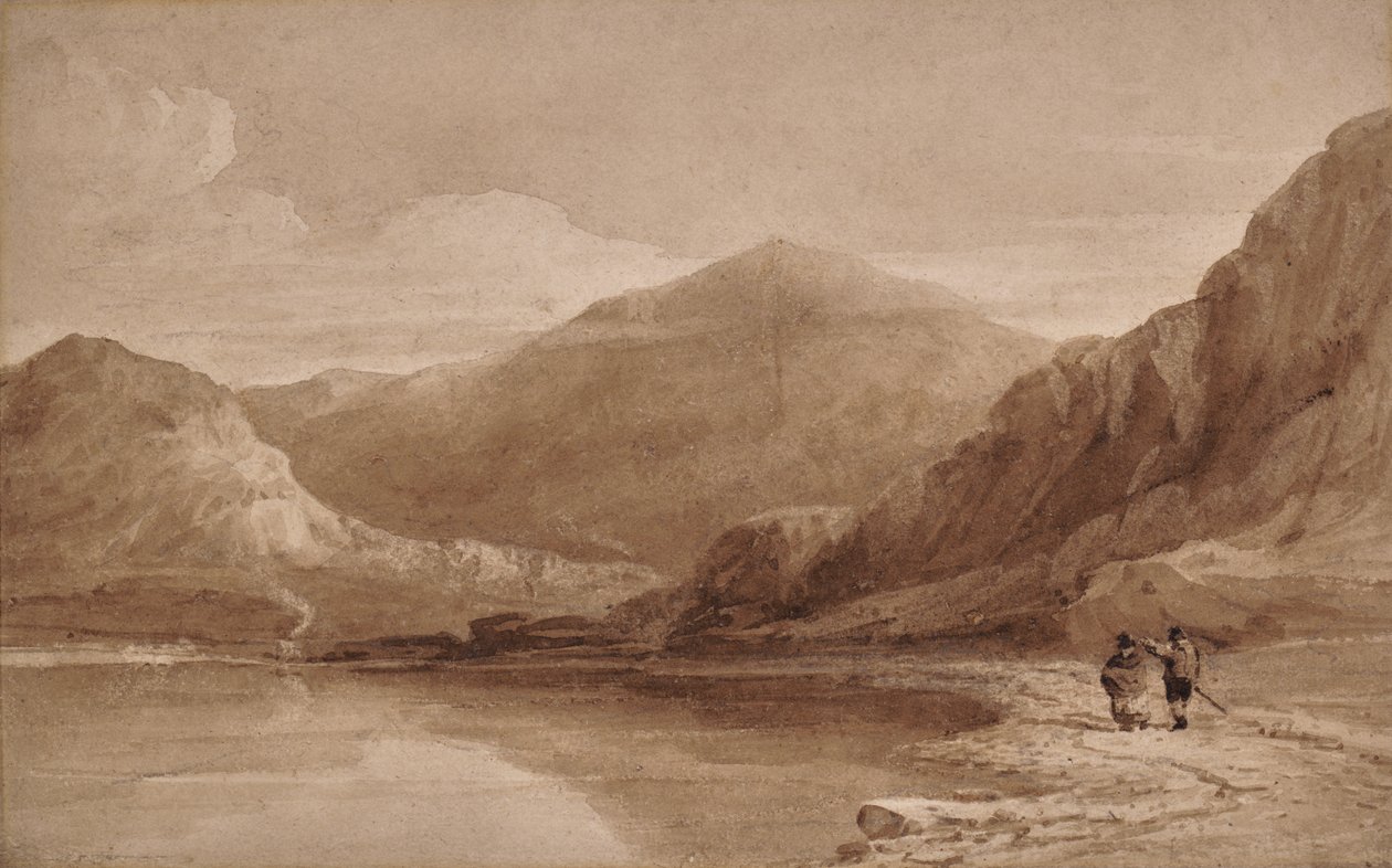 Uma vista no norte do País de Gales com ponte de David Cox