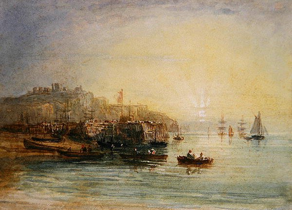 Barcos de Pesca em Dover (aguarela sobre papel) de David Cox