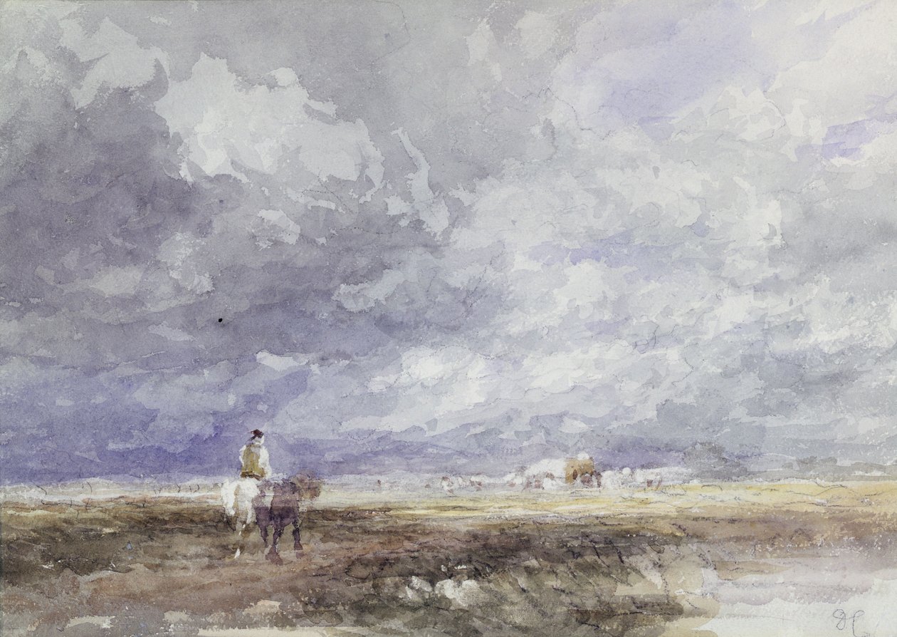 Indo para o Hayfield, c.1855 (giz preto e aquarela sobre papel) de David Cox