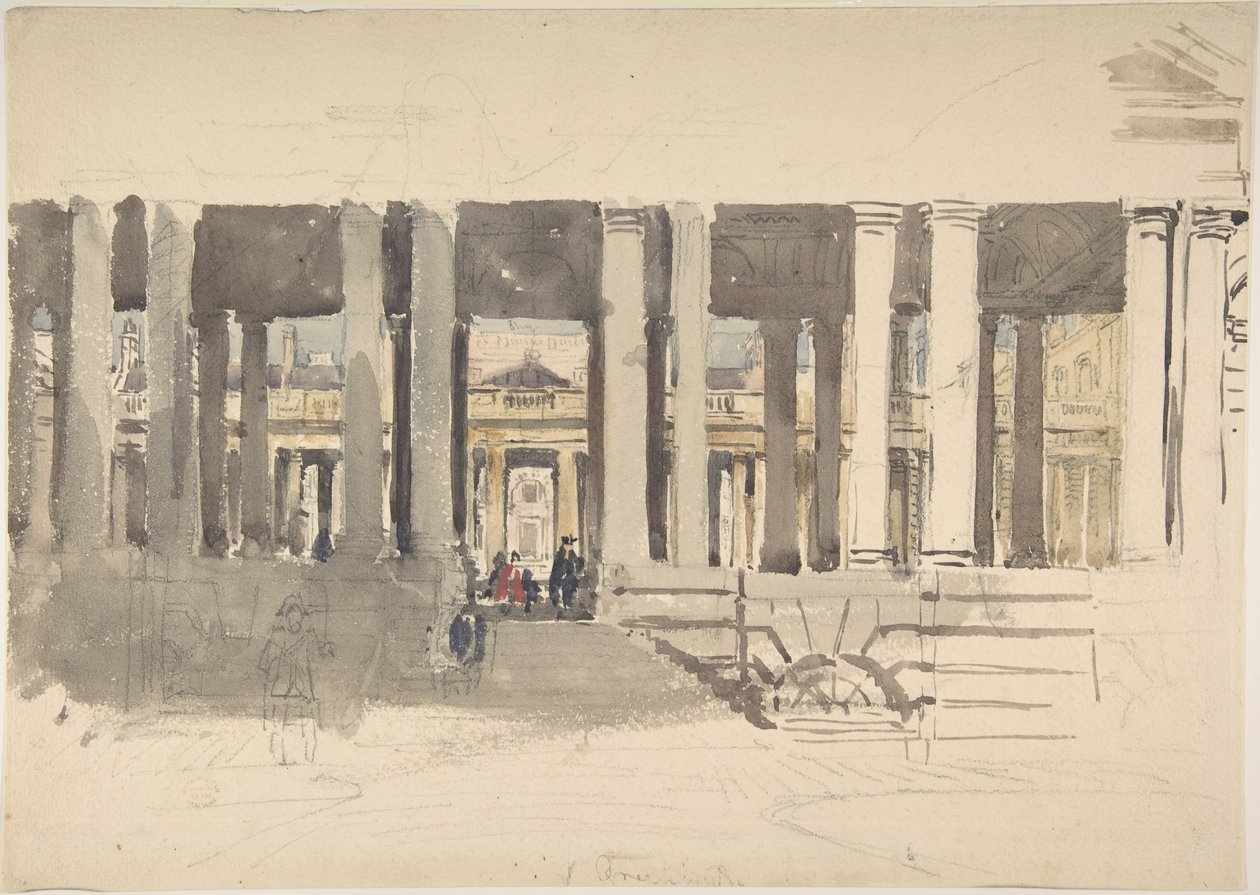 Hospital de Greenwich (frente); Estudo de um edifício (verso) de David Cox