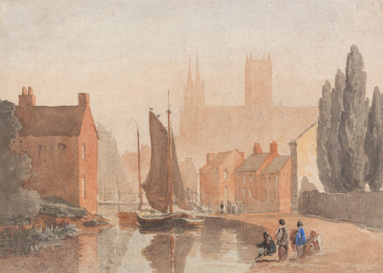 Catedral de Lincoln, vista a partir de Brayford Pool de David Cox