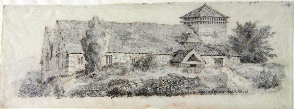Igreja de Llanfair, norte do país de Gales, c.1813 de David Cox