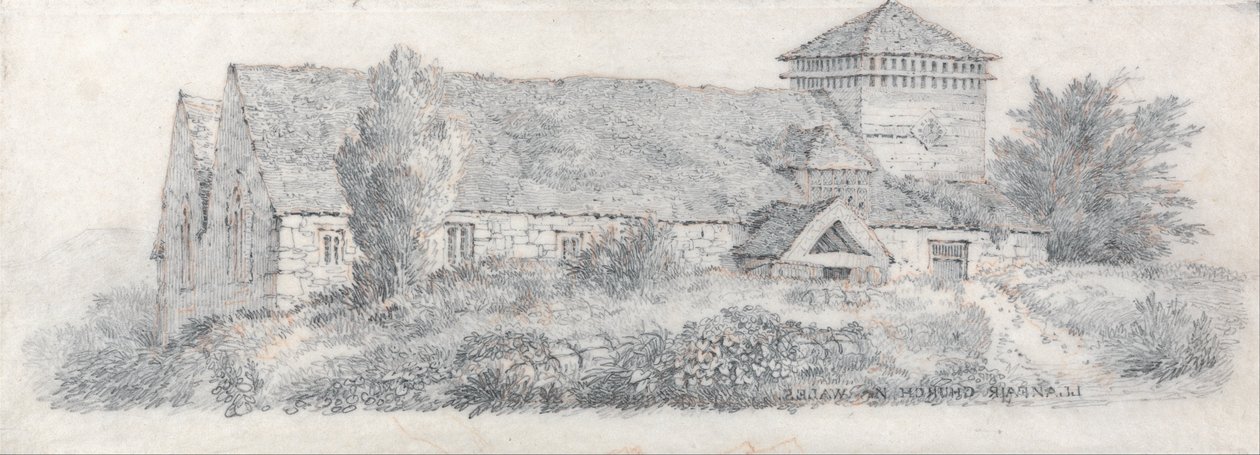 Igreja de Llanfair, País de Gales do Norte para Um tratado sobre pintura de paisagem e efeito em aguarelas de David Cox