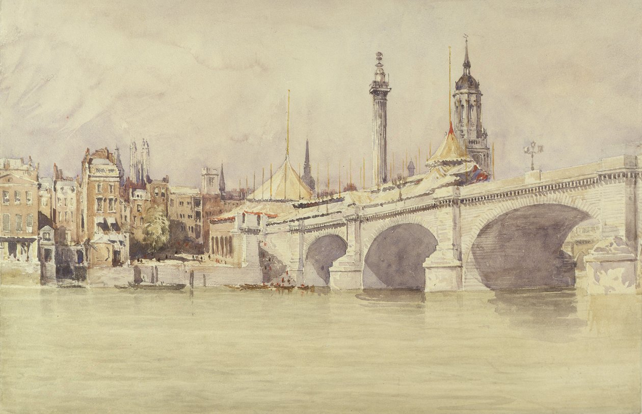 London Bridge, 1831 (wc com bodycolour sobre grafite sobre papel) de David Cox