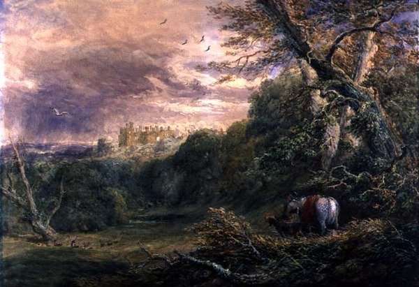 Powys Park, Montgomeryshire, c.1837 (aquarela sobre lápis, guache e goma arábica sobre papel) de David Cox