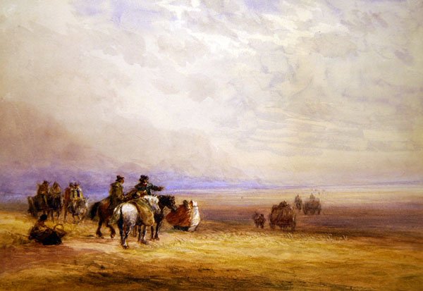 Preparação para atravessar Lancaster Sands (aguarela sobre papel) de David Cox