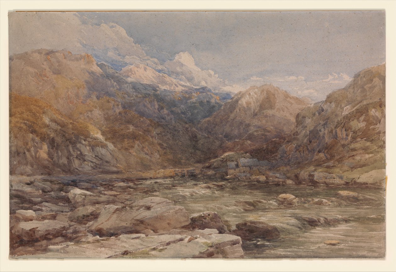 Paisagem fluvial no País de Gales de David Cox