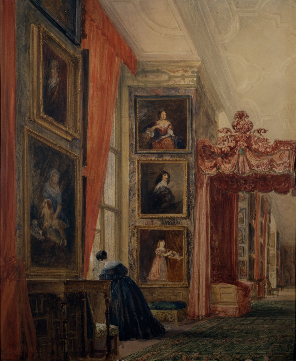 A Galeria Longa em Hardwick (aguarela sobre papel) de David Cox