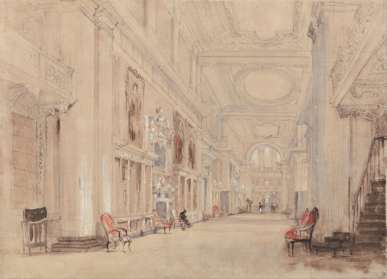 A Galeria de Retratos, Hardwick Hall, Derbyshire de David Cox