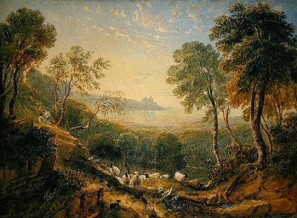 Vista do Castelo de Harlech (aguarela sobre papel) de David Cox