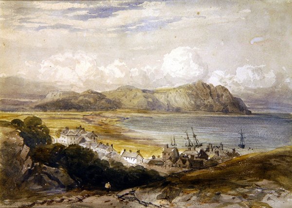 Vista de um Porto (aguarela sobre papel) de David Cox