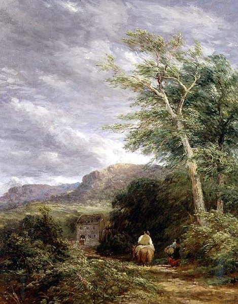Welsh Landscape with a Watermill (óleo sobre tela) de David Cox