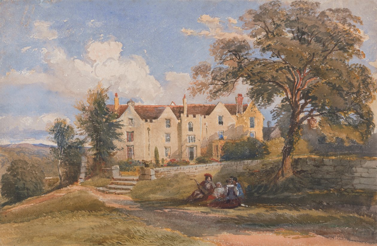 Grupo Sentado em Solo de uma Grande Casa de David Cox Jr.