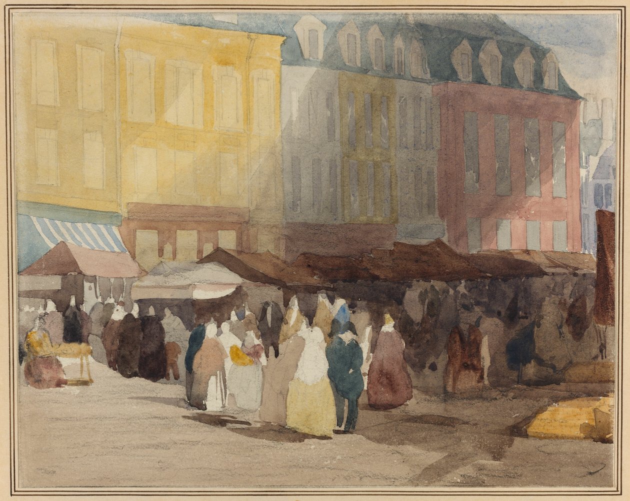 Cena de um mercado francês, possivelmente em Boulogne de David Cox the elder