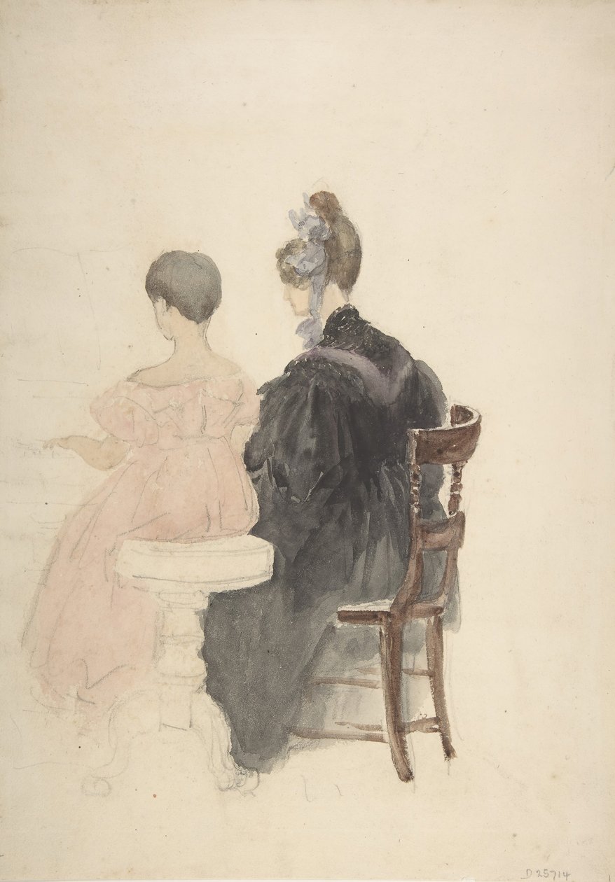 Uma lição de piano, 1800-1859. de David Cox the elder