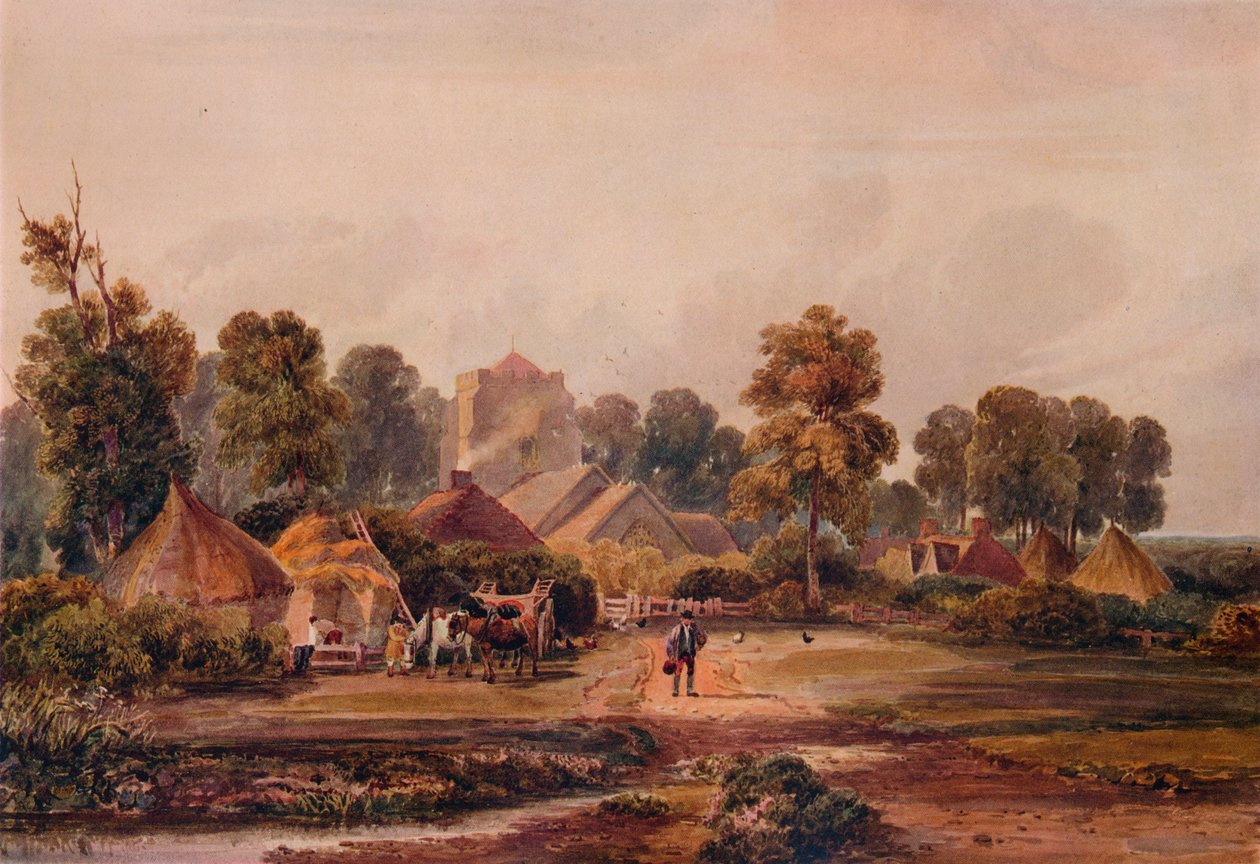 Uma fazenda em Worcestershire, c1848 de David Cox the elder