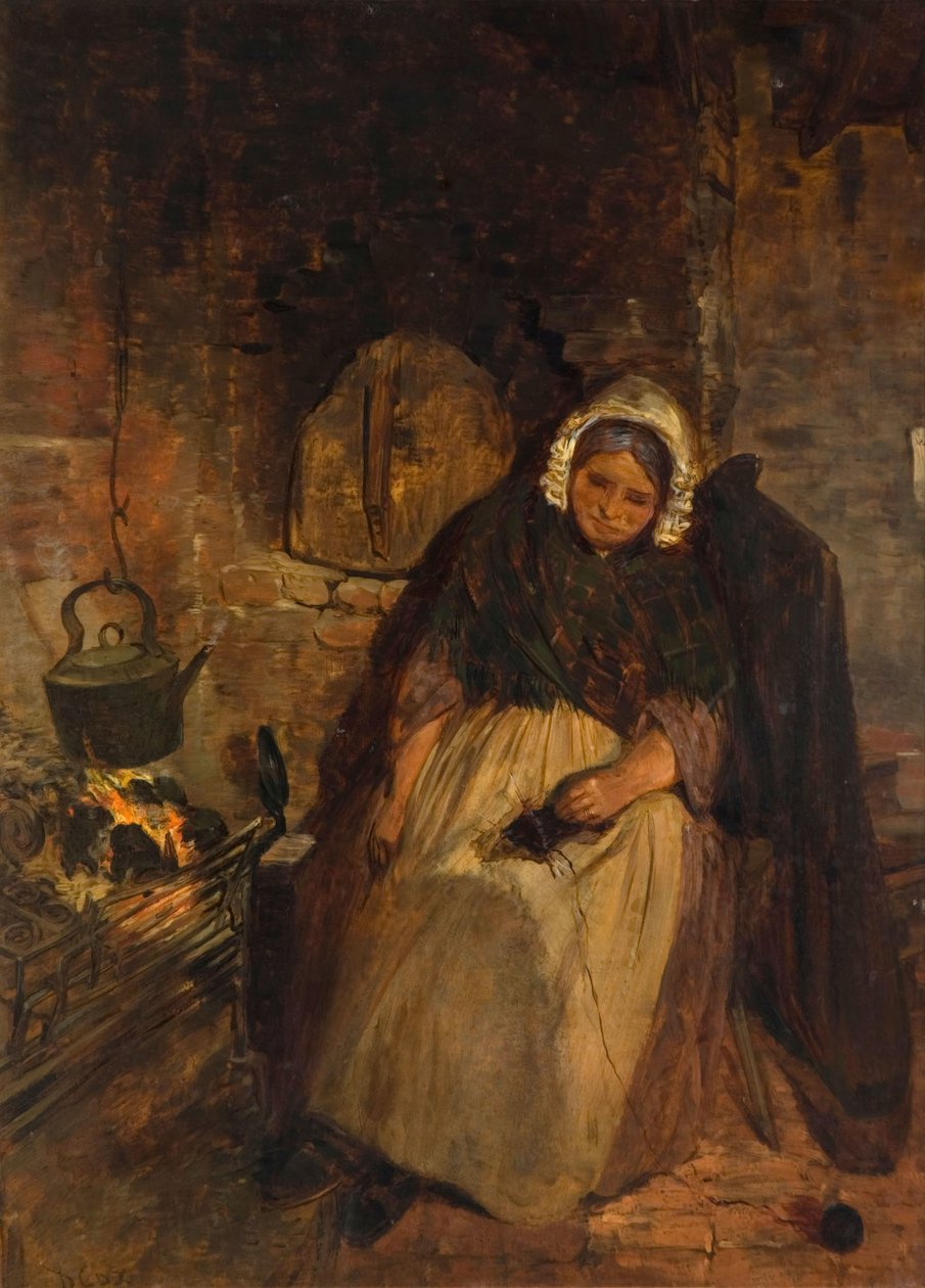 Uma velha dormindo, 1859. de David Cox the elder