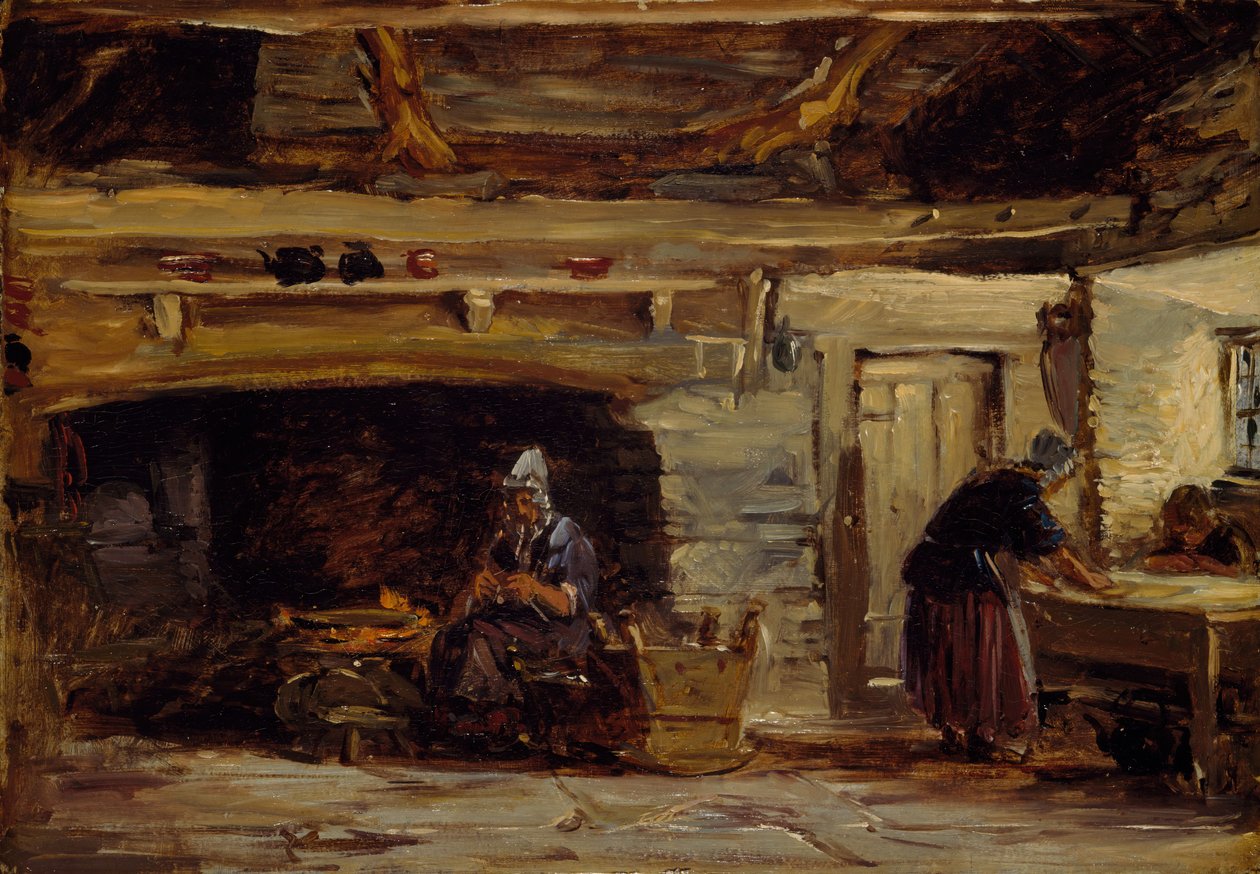 Cottage Interior, Trossavon perto de Bettws-y-Coed, 1844-1847. de David Cox the elder