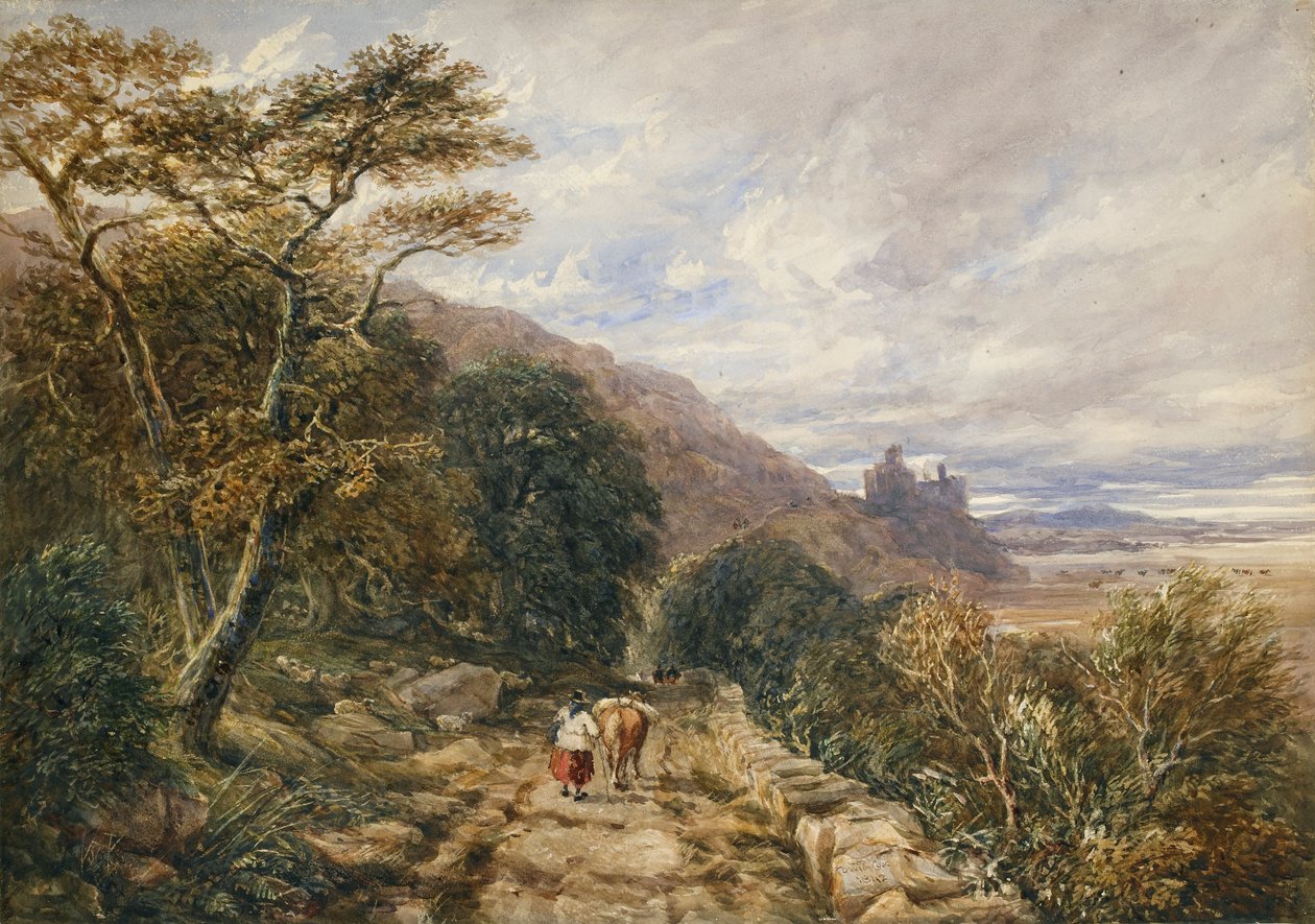 Country Track que leva ao Castelo de Harlech, 1842 de David Cox the elder