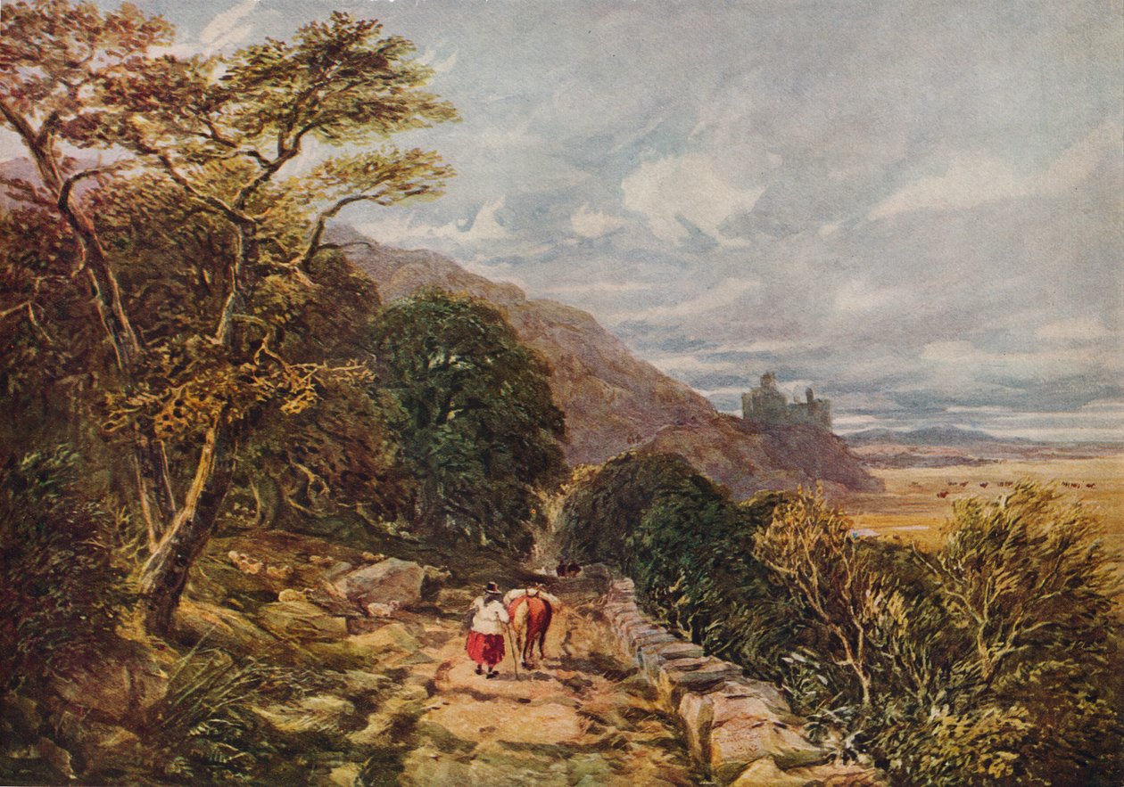 Trilha do país levando ao Castelo Harlech, século 19, 1938 de David Cox the elder
