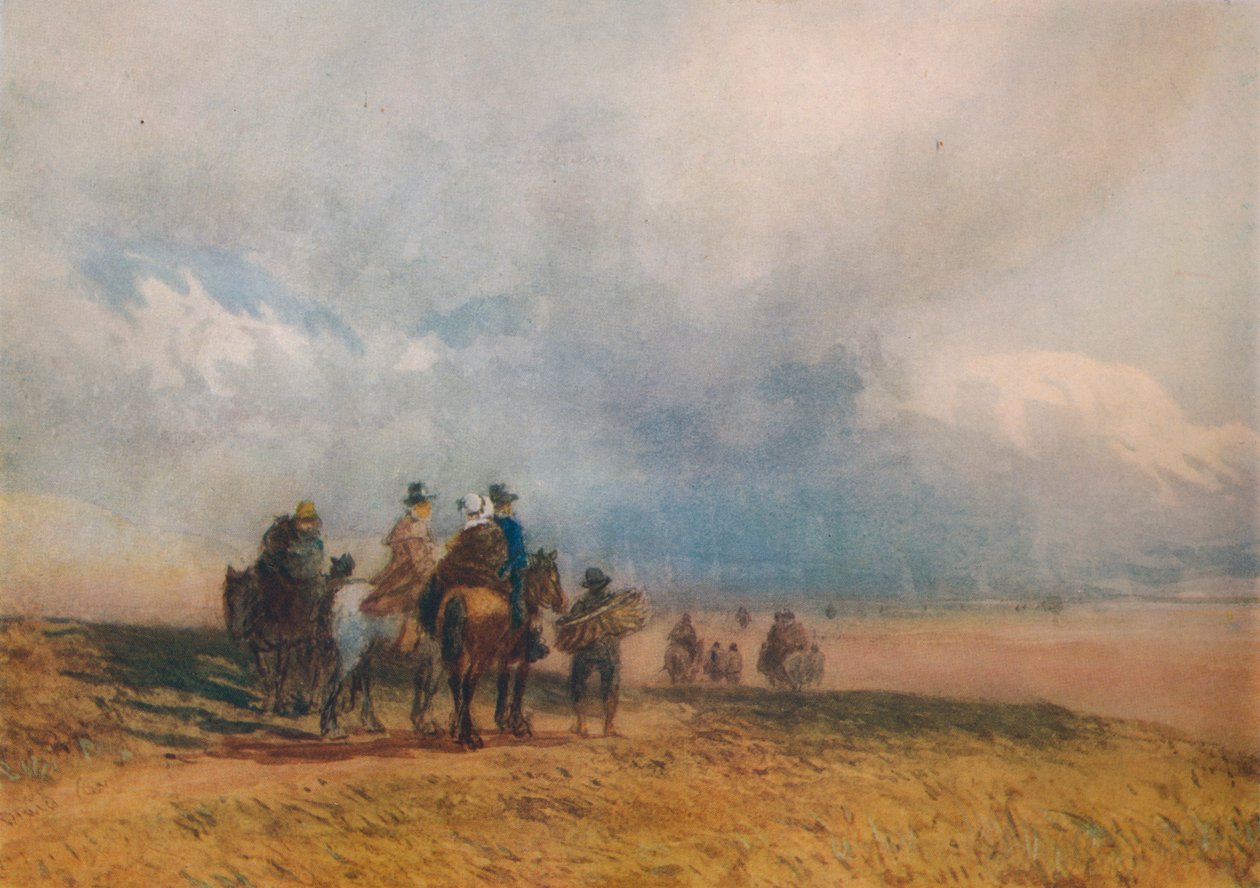Cruzando as areias, Ulverston, c1834 de David Cox the elder