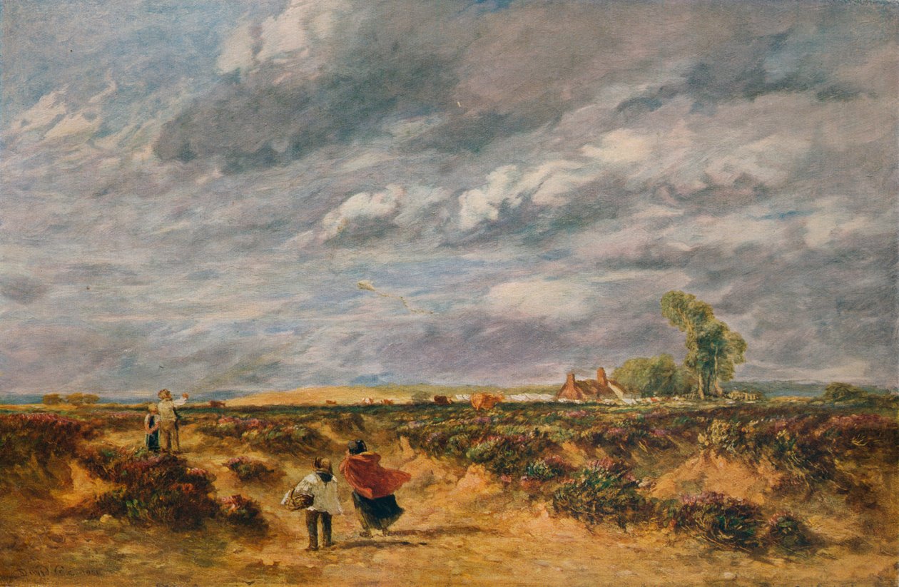 Empinando pipa, um dia ventoso, 1851 de David Cox the elder