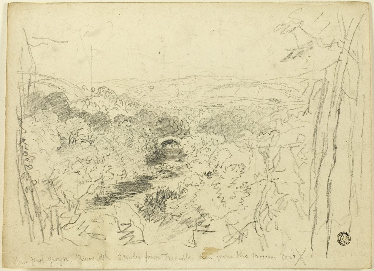 Pont Pwl Gwyn, rio Usk de David Cox the elder