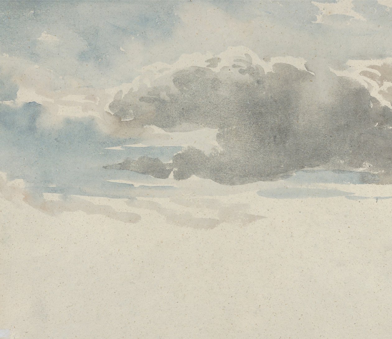 Estudo de Nuvens Reto, Estudo de um Elder Bush por um verso de cerca, 1820-45. de David Cox the elder