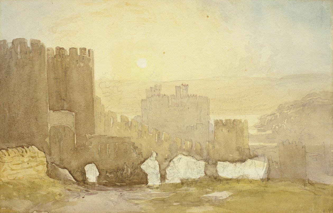 Nascer do sol, Castelo de Conway de David Cox the elder