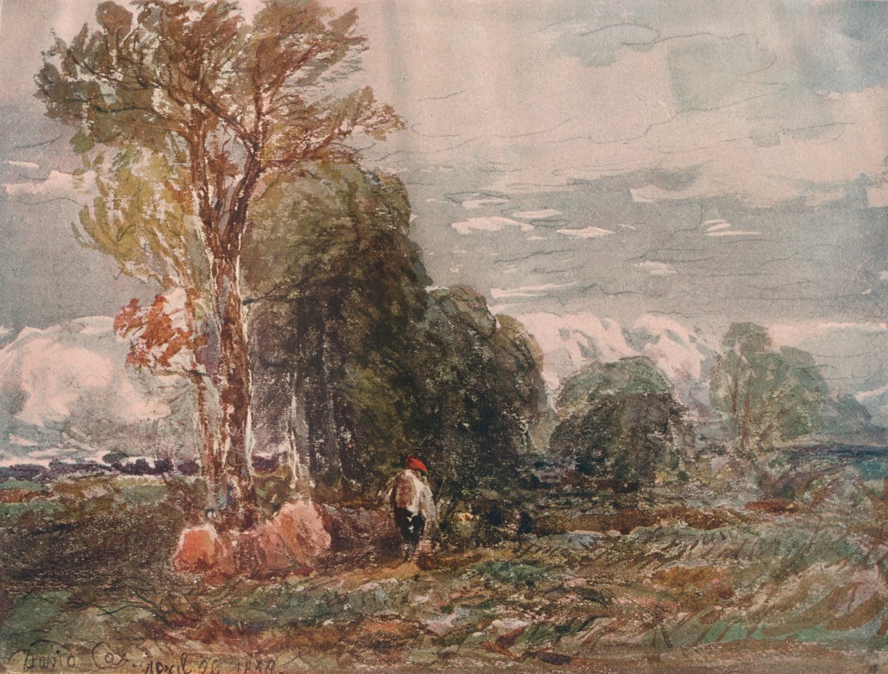 O Lenhador, século c19th, 1911 de David Cox the elder