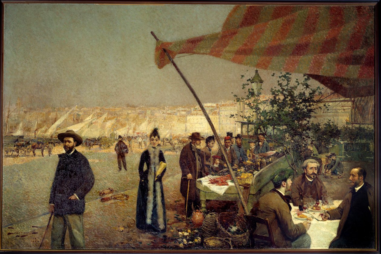 Em Bregaillon, Marselha, em 1890 Pintura de David Dellepiane (1866-1932) de David Dellepiane