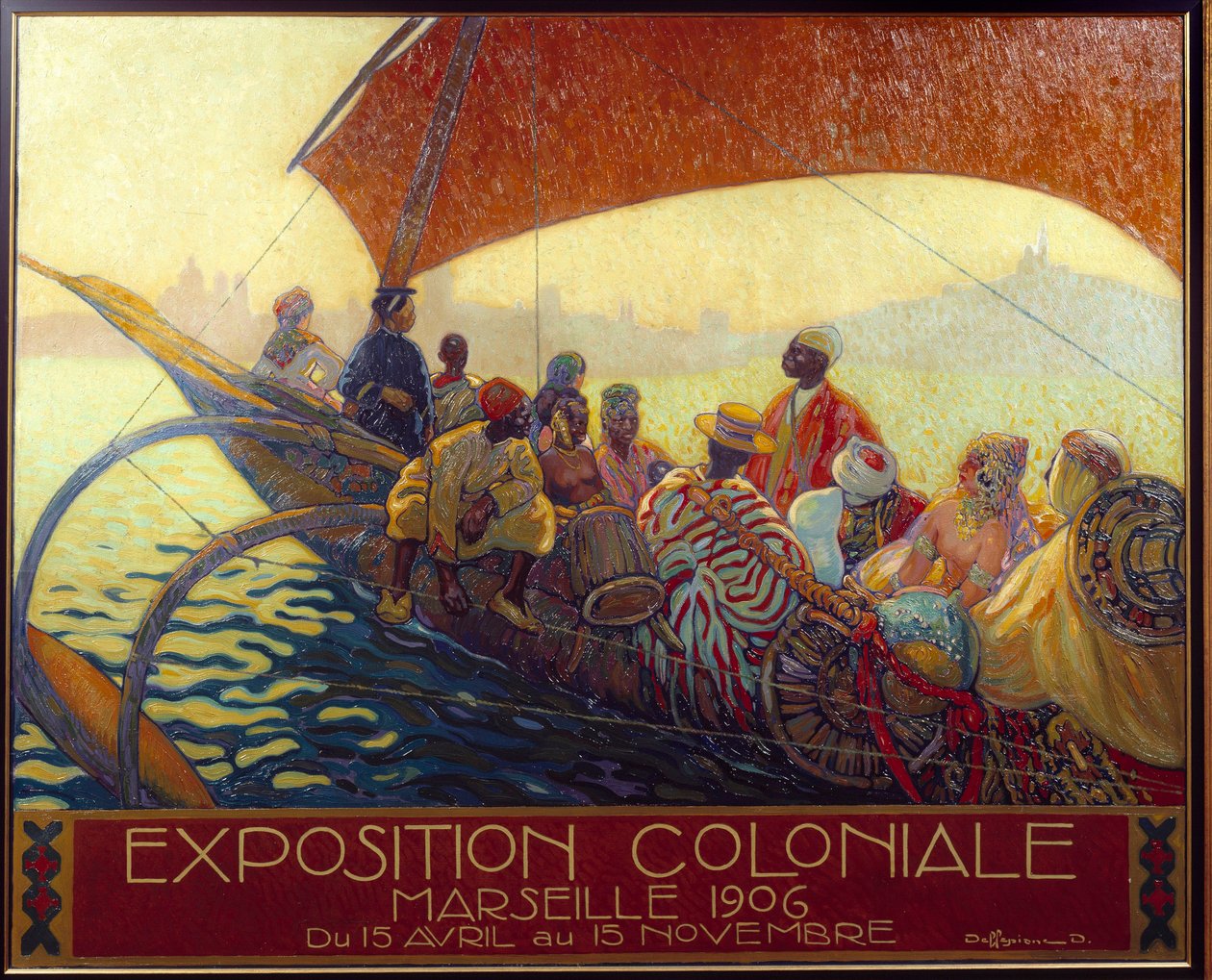 Colonialismo: cartaz para a exposição nacional colonial em Marselha. Cartaz de David Dellepiane (1866-1932). 1906 Marselha, Musee de la Marine - Colonialism: cartaz para a Exposição Nacional Colonial em Marselha de David Dellepiane (1866-1932). 1906. de David Dellepiane